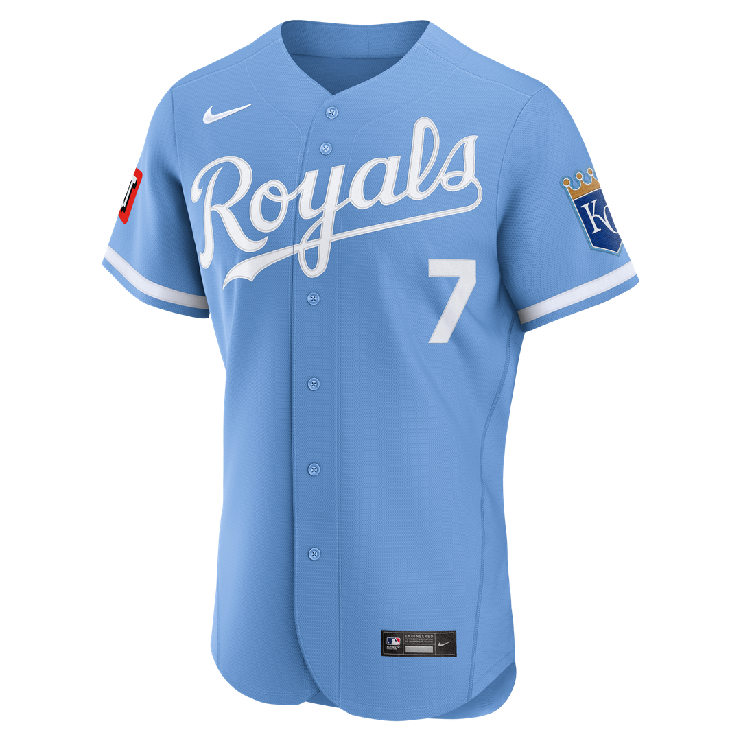 Bobby Witt Jr. Kansas City Royals Nike Alternate Authentic Sponsor Patch Jersey - Light Blue Official MLB Team Apparel Baseball Fan Gear