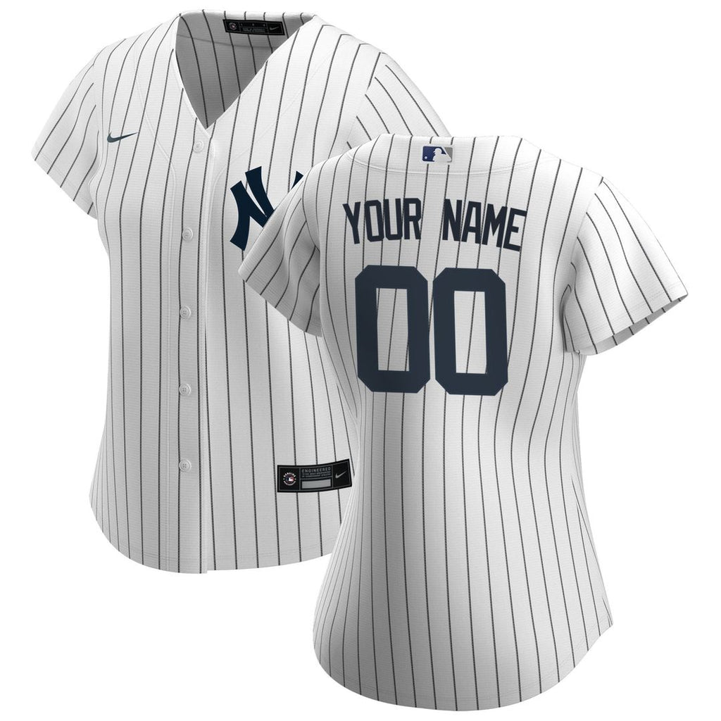 New York Yankees Nike Women's Home Replica Custom Jersey - White Official MLB Team Apparel Baseball Fan Gear