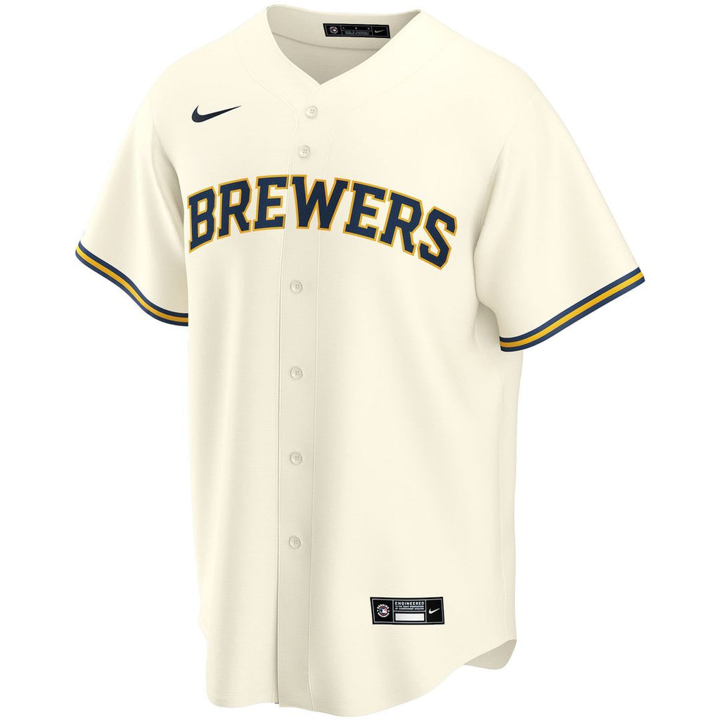 Milwaukee Brewers Nike Home Replica Custom Jersey - Cream Official MLB Team Apparel Baseball Fan Gear