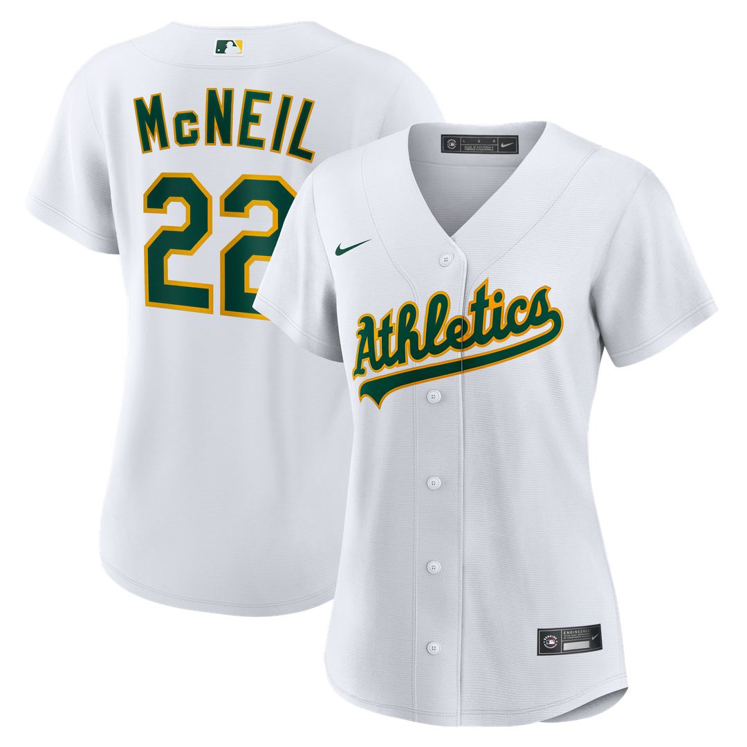 Jeff McNeil Athletics Nike Women's Home Replica Jersey - White Official MLB Team Apparel Baseball Fan Gear