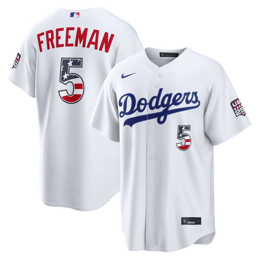 Freddie Freeman Los Angeles Dodgers Nike USA 250 Fourth of July Home Stadium Jersey - White Official MLB Team Apparel Baseball Fan Gear