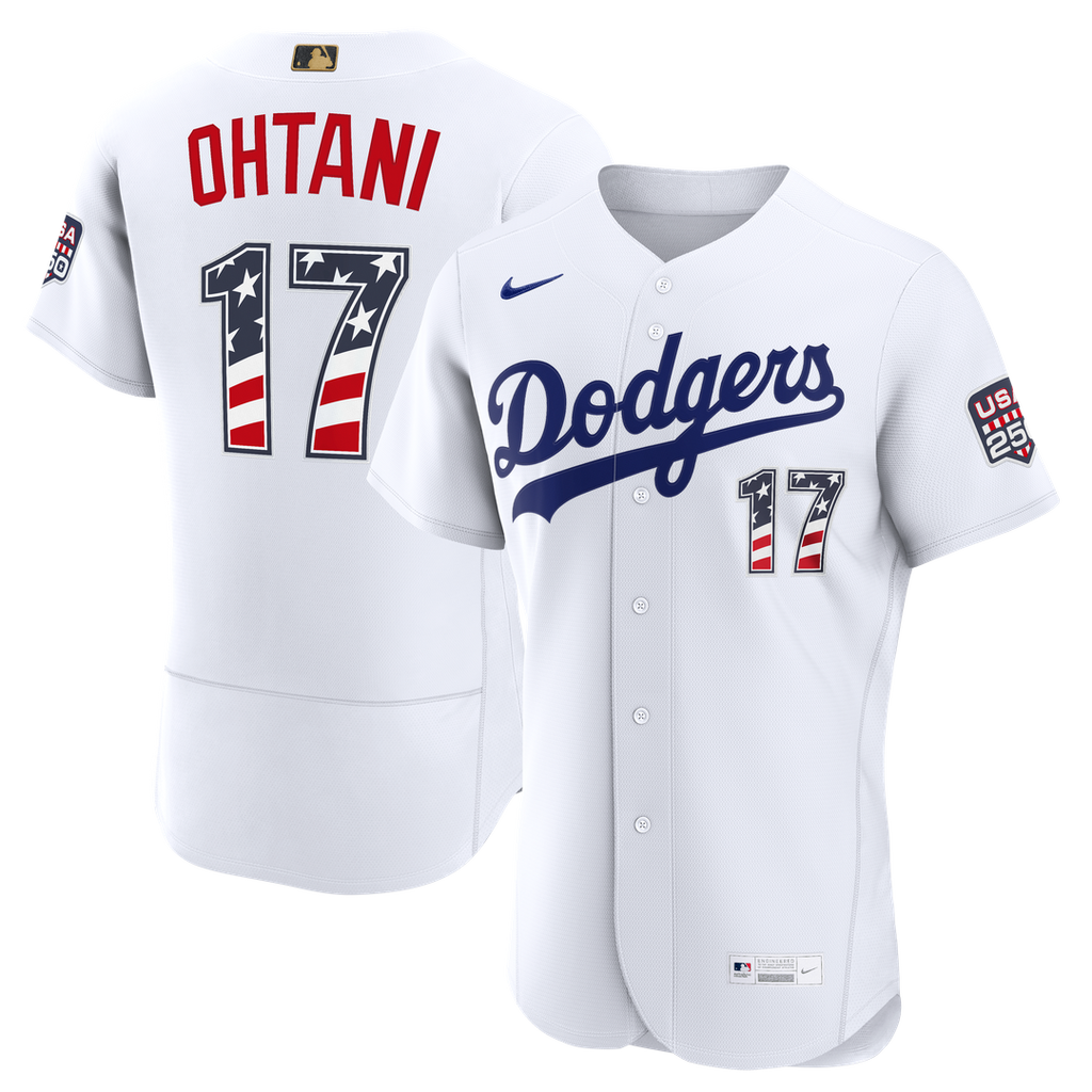 Shohei Ohtani Los Angeles Dodgers Nike USA 250 Fourth of July Home Authentic Jersey - White Official MLB Team Apparel Baseball Fan Gear