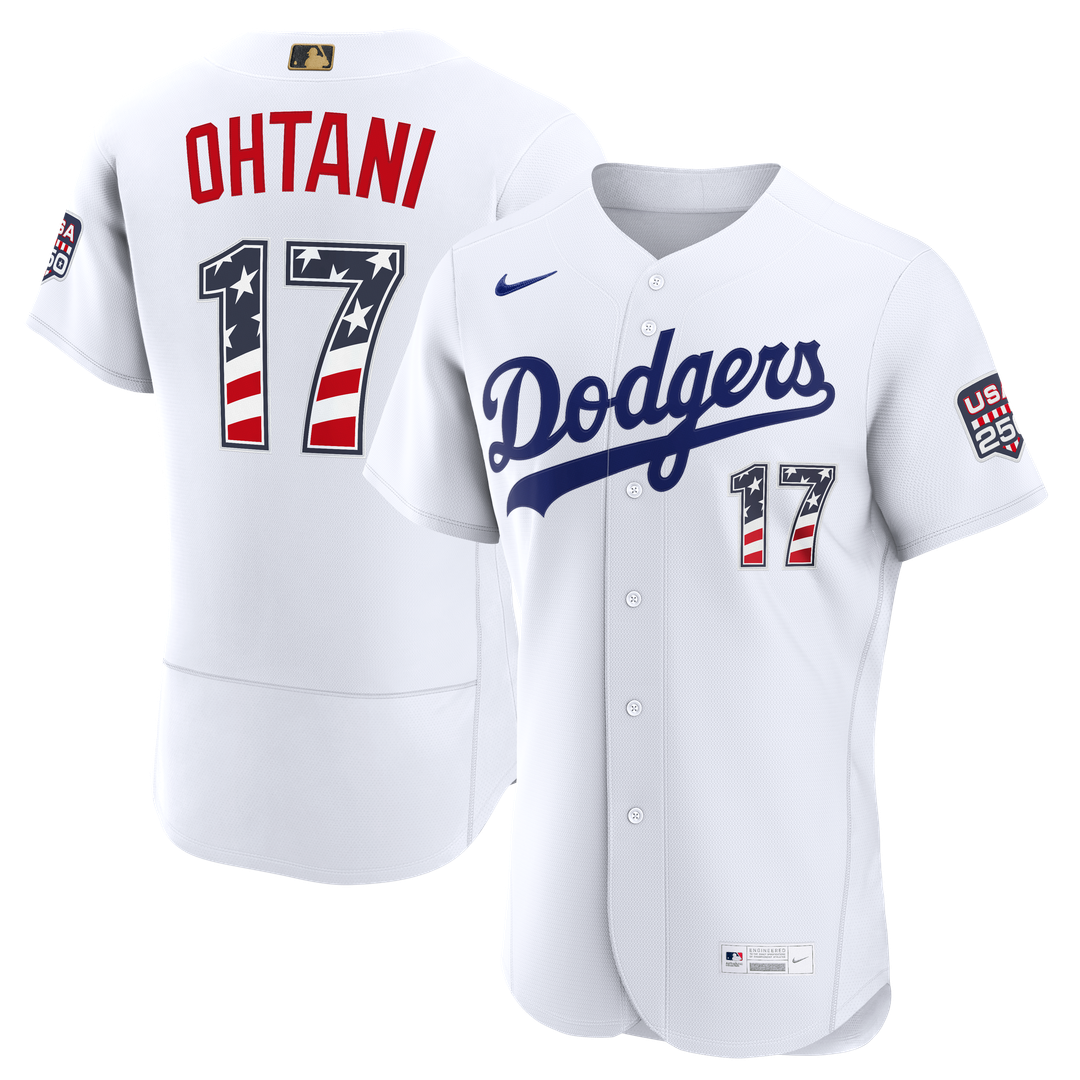 Shohei Ohtani Los Angeles Dodgers Nike USA 250 Fourth of July Home Authentic Jersey - White Official MLB Team Apparel Baseball Fan Gear