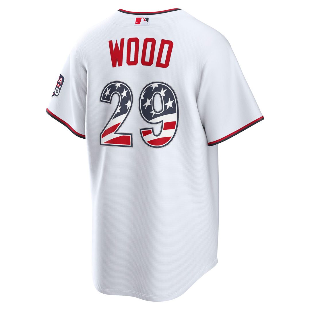 James Wood Washington Nationals Nike USA 250 Fourth of July Home Stadium Jersey - White Official MLB Team Apparel Baseball Fan Gear