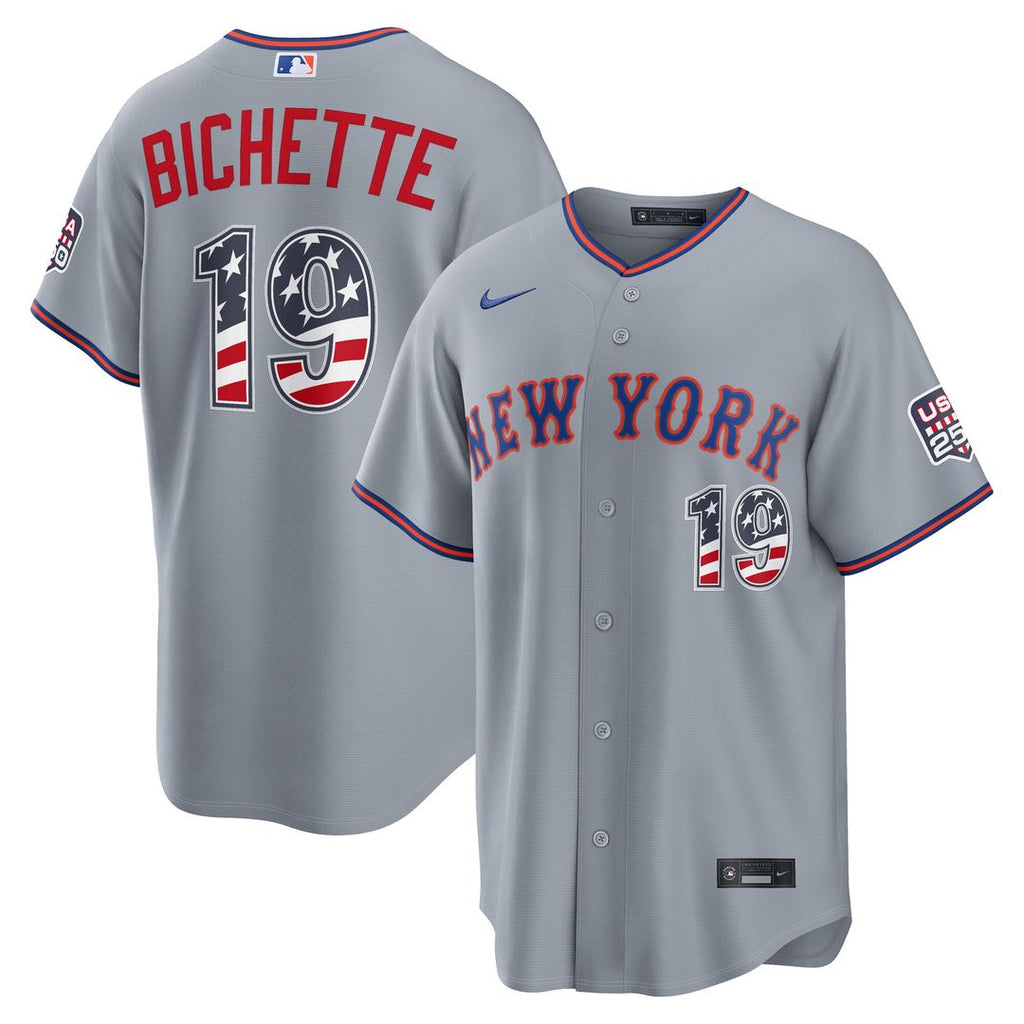 Bo Bichette New York Mets Nike USA 250 Fourth of July Road Stadium Jersey - Gray Official MLB Team Apparel Baseball Fan Gear