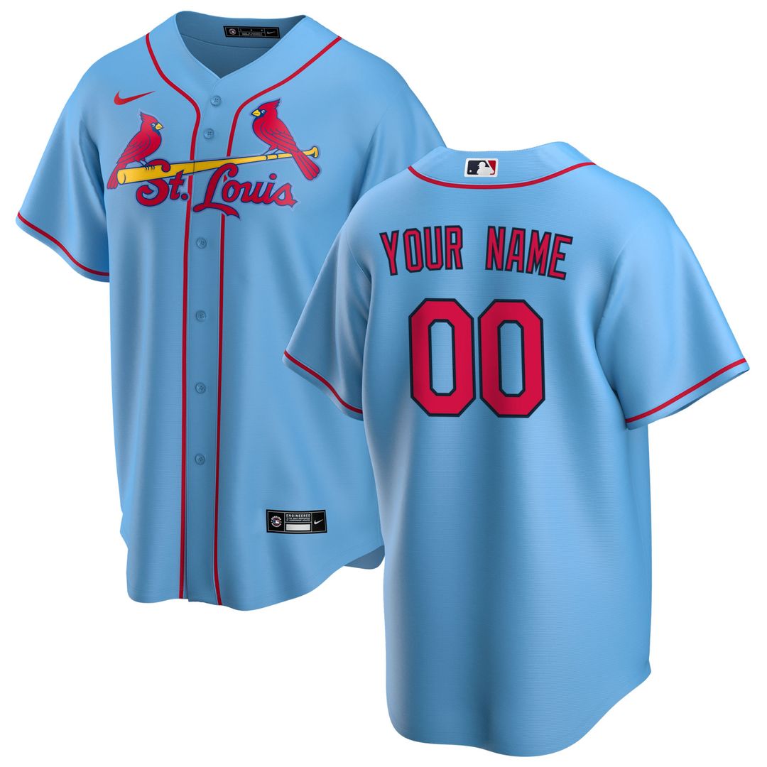 St. Louis Cardinals Nike Alternate Replica Custom Jersey - Light Blue Official MLB Team Apparel Baseball Fan Gear