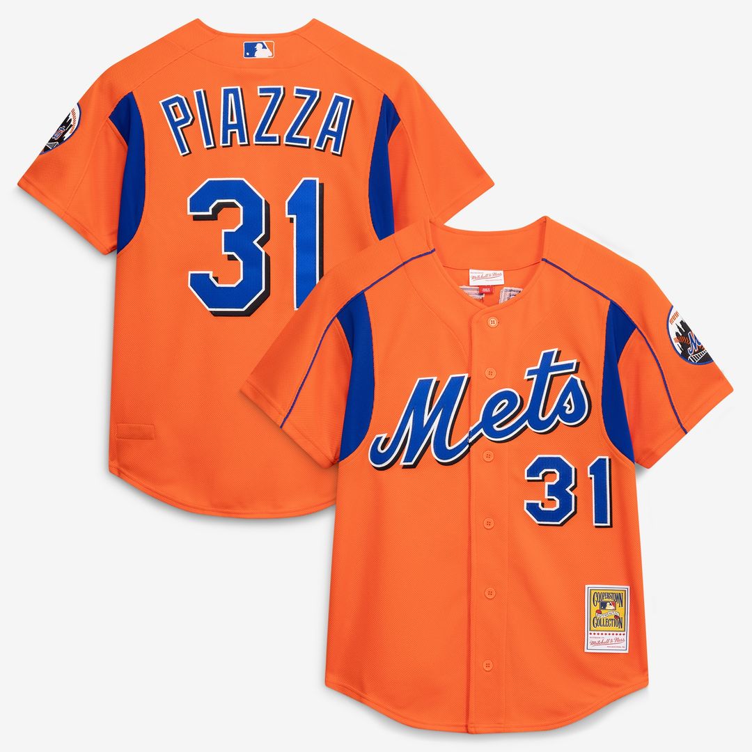 Mike Piazza New York Mets Mitchell & Ness Cooperstown Collection Mesh Batting Practice Button-Up Jersey - Royal Official MLB Team Apparel Baseball Fan