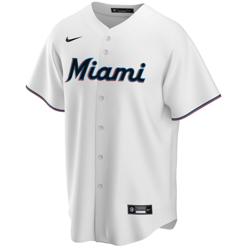 Miami Marlins Nike Home Replica Custom Jersey - White Official MLB Team Apparel Baseball Fan Gear