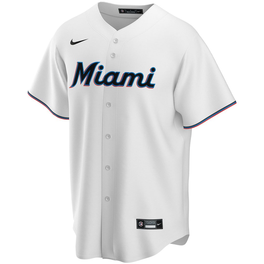 Miami Marlins Nike Home Replica Custom Jersey - White Official MLB Team Apparel Baseball Fan Gear
