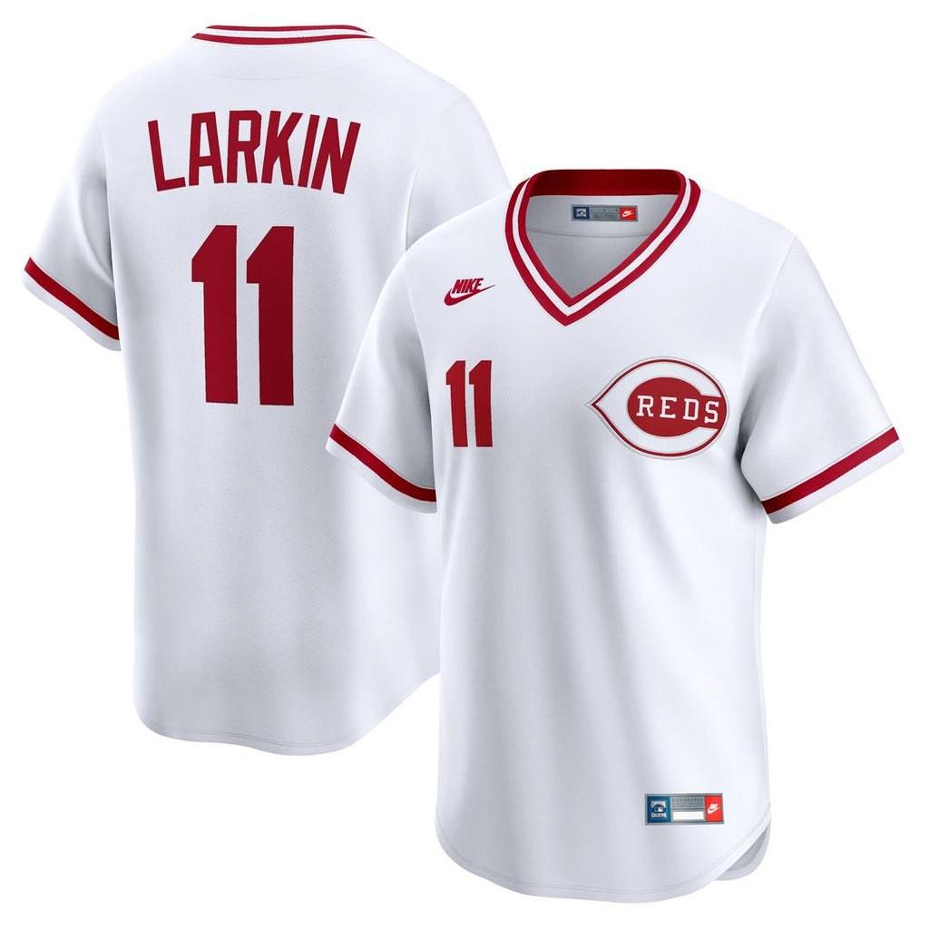 Barry Larkin Cincinnati Reds Nike Throwback Cooperstown Collection Limited Jersey - White Official MLB Team Apparel Baseball Fan Gear