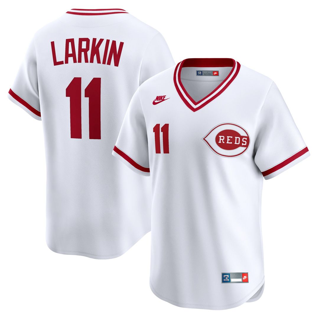 Barry Larkin Cincinnati Reds Nike Throwback Cooperstown Collection Limited Jersey - White Official MLB Team Apparel Baseball Fan Gear