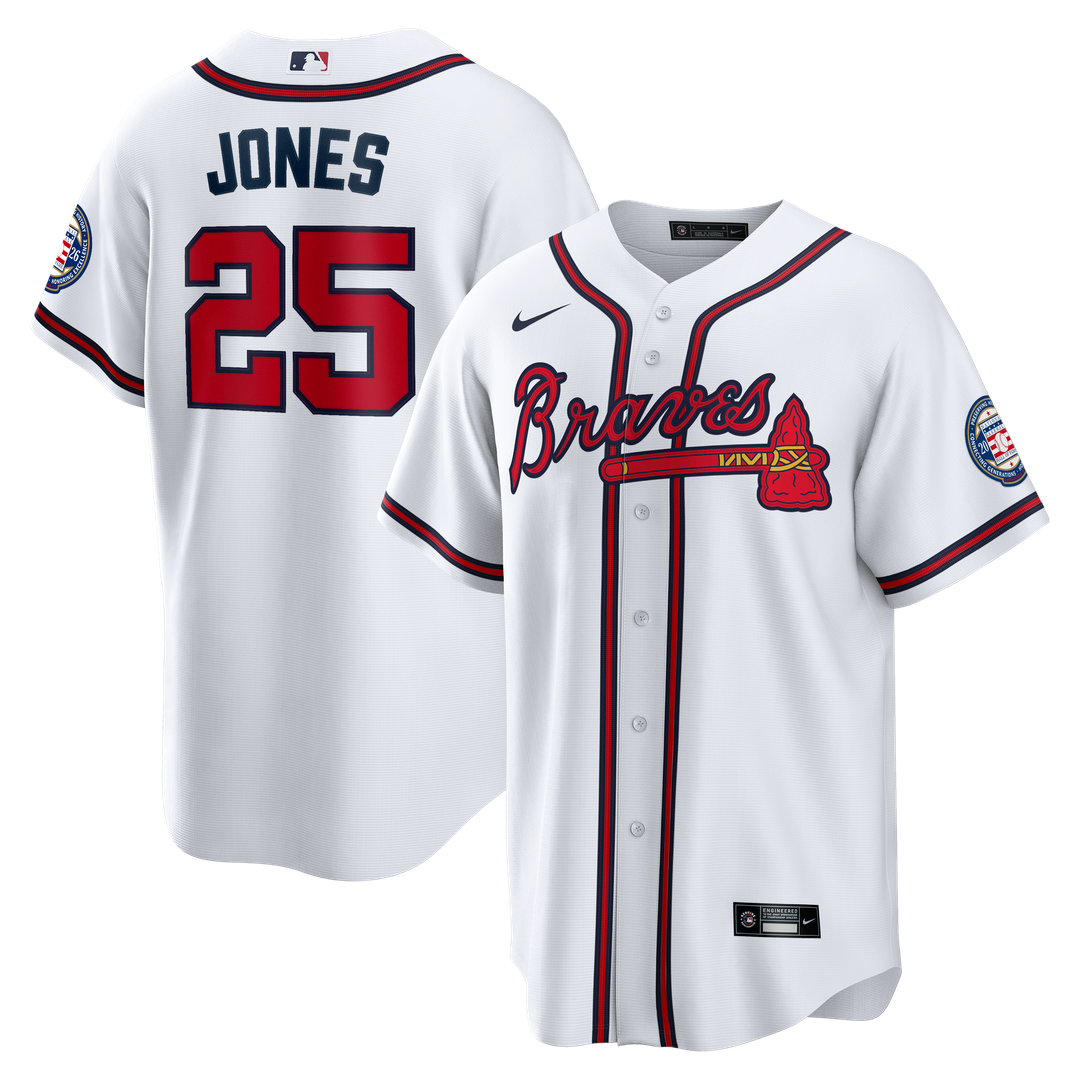 Andruw Jones Atlanta Braves Nike Home Replica 2026 Hall of Fame Patch Jersey - White Official MLB Team Apparel Baseball Fan Gear