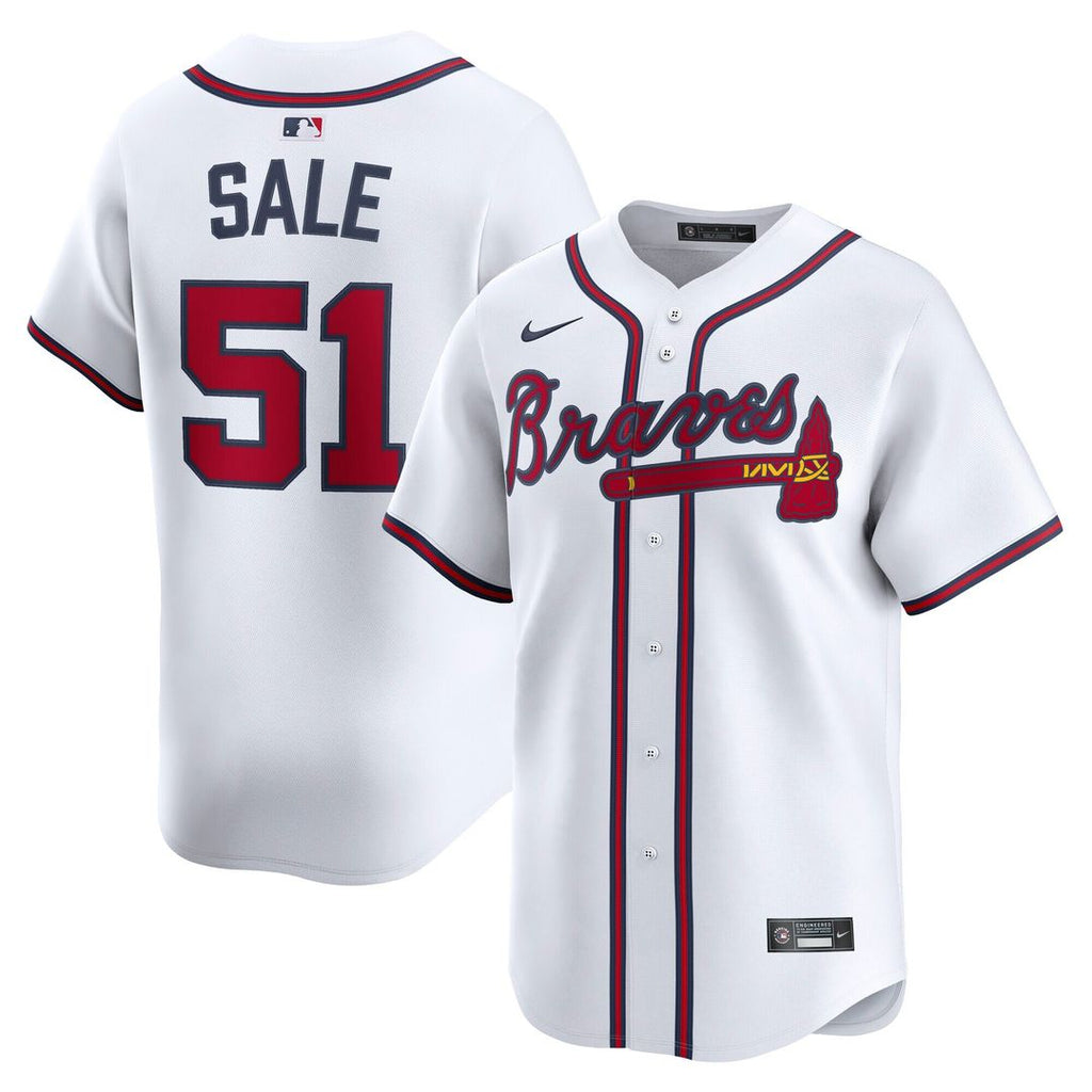 Chris Sale Atlanta Braves Nike Home Limited Player Jersey - White Official MLB Team Apparel Baseball Fan Gear
