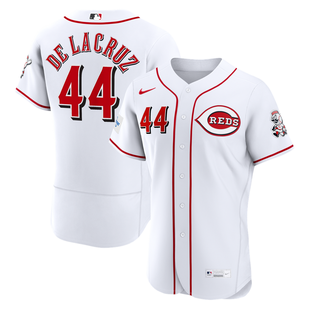 Elly De La Cruz Cincinnati Reds Nike Home Authentic Sponsor Patch Jersey - White Official MLB Team Apparel Baseball Fan Gear
