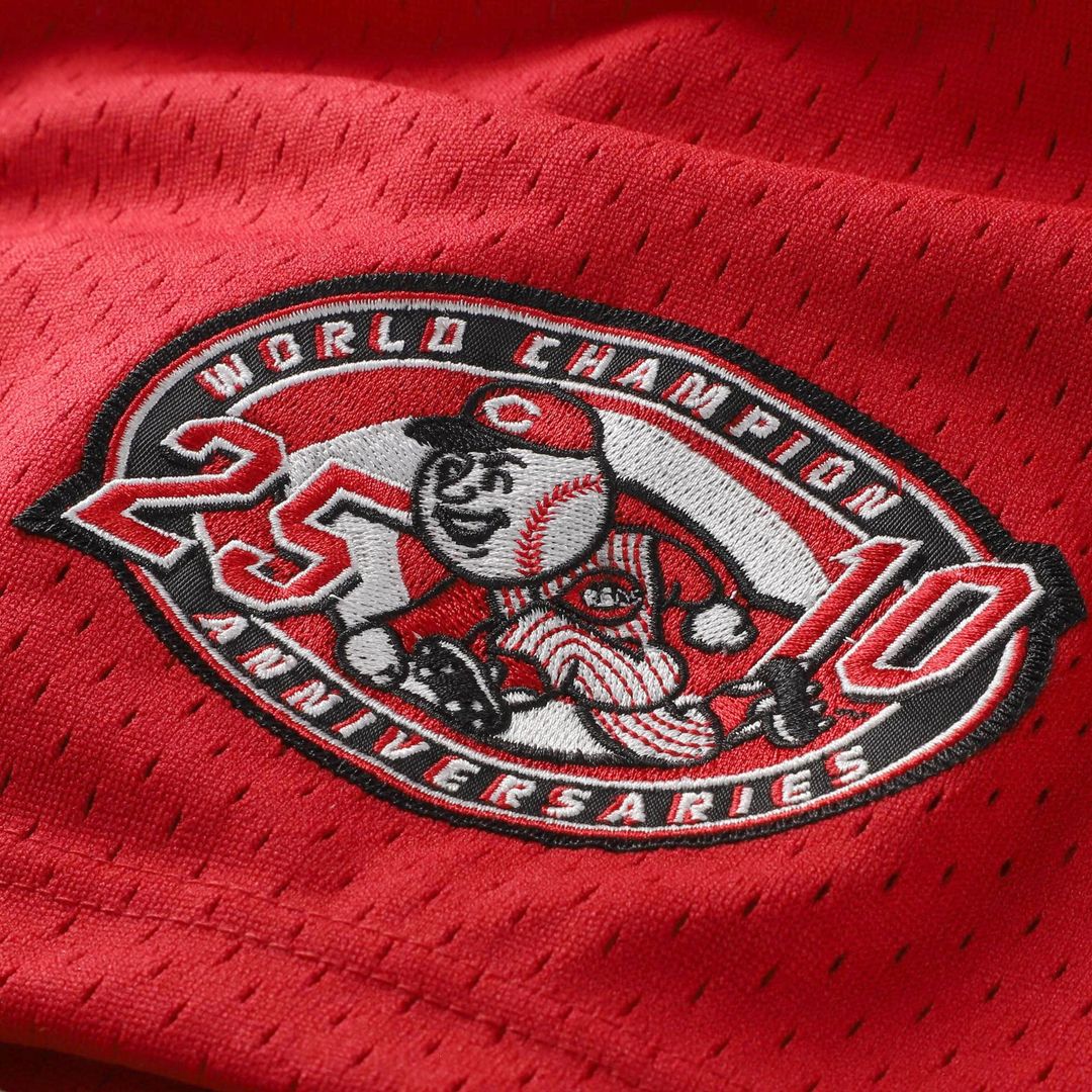 Barry Larkin Cincinnati Reds Mitchell & Ness Cooperstown Collection Mesh Batting Practice Button-Up Jersey - Black Official MLB Team Apparel Baseball