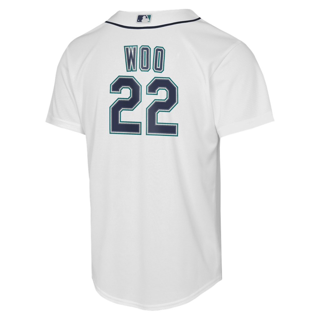 Bryan Woo Seattle Mariners Nike Youth Home Baseline Jersey - White Official MLB Team Apparel Baseball Fan Gear