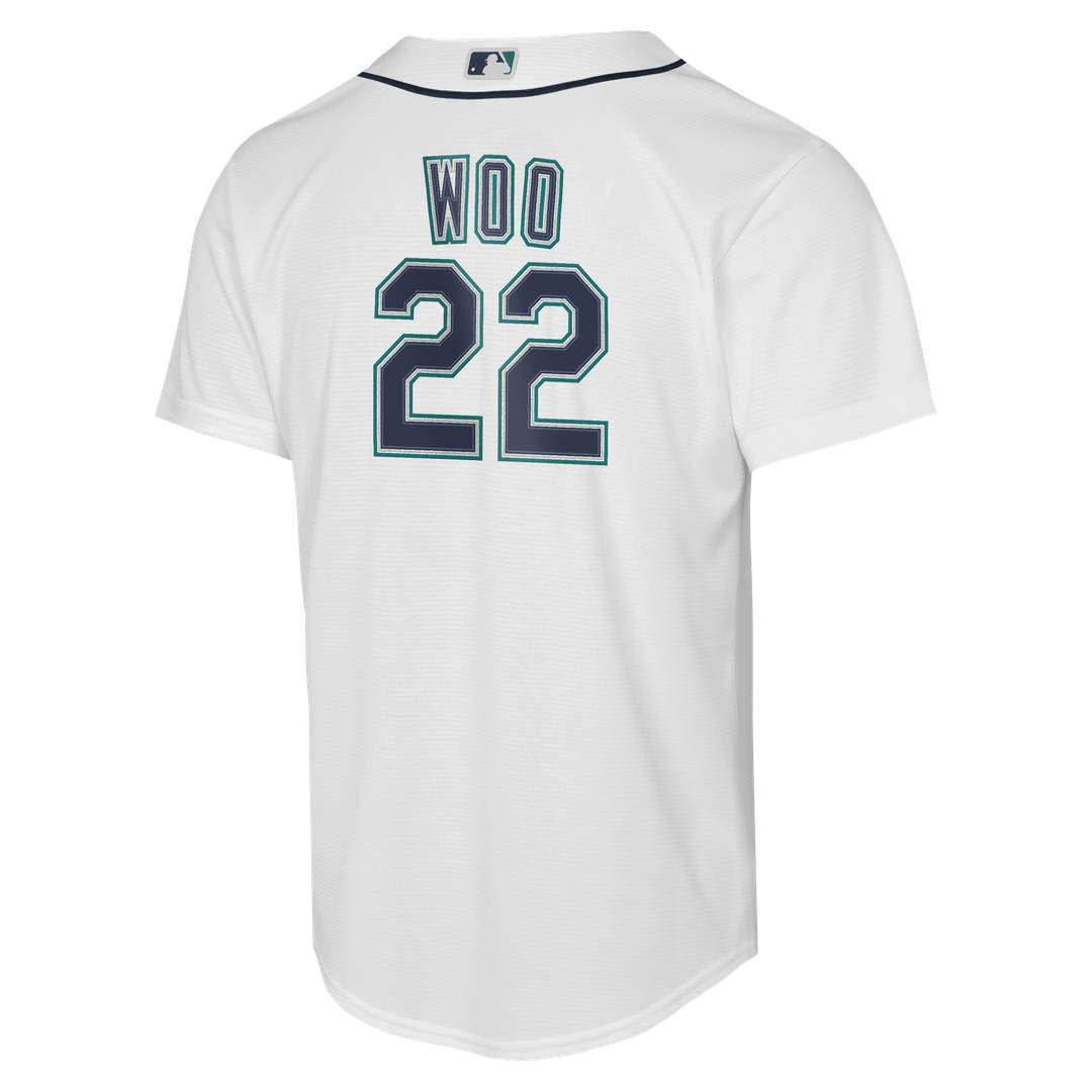 Bryan Woo Seattle Mariners Nike Youth Home Baseline Jersey - White Official MLB Team Apparel Baseball Fan Gear