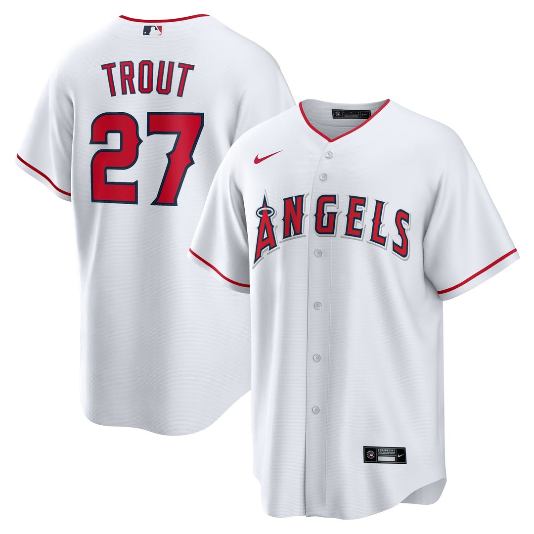 Mike Trout Los Angeles Angels Nike Home Replica Player Name Jersey - White Official MLB Team Apparel Baseball Fan Gear