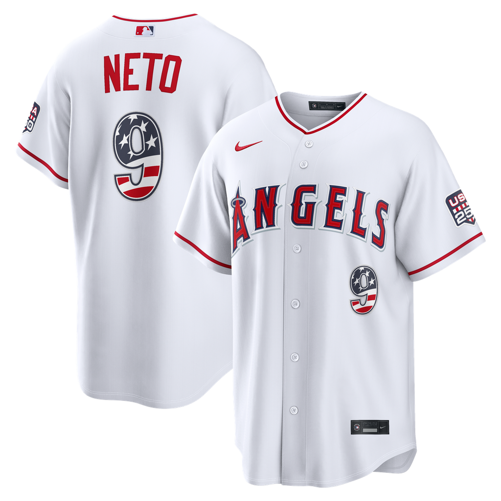 Zach Neto Los Angeles Angels Nike USA 250 Fourth of July Stadium Jersey - White Official MLB Team Apparel Baseball Fan Gear