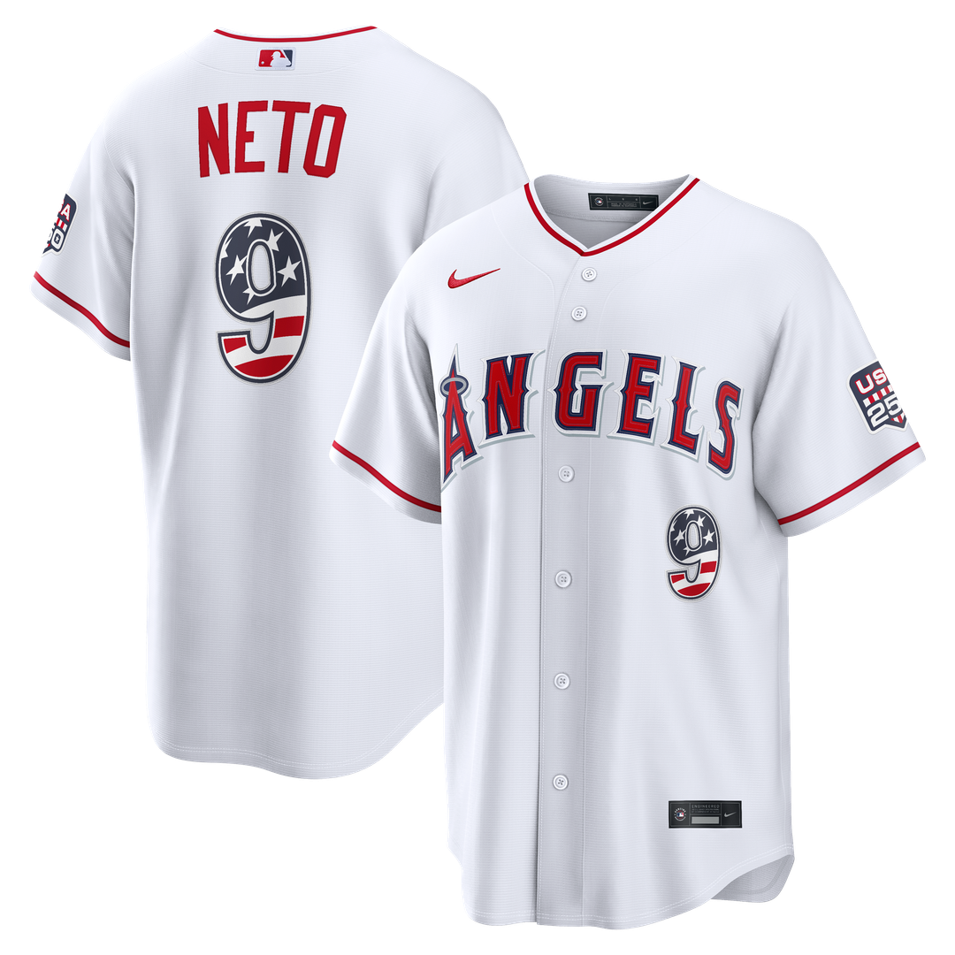 Zach Neto Los Angeles Angels Nike USA 250 Fourth of July Stadium Jersey - White Official MLB Team Apparel Baseball Fan Gear