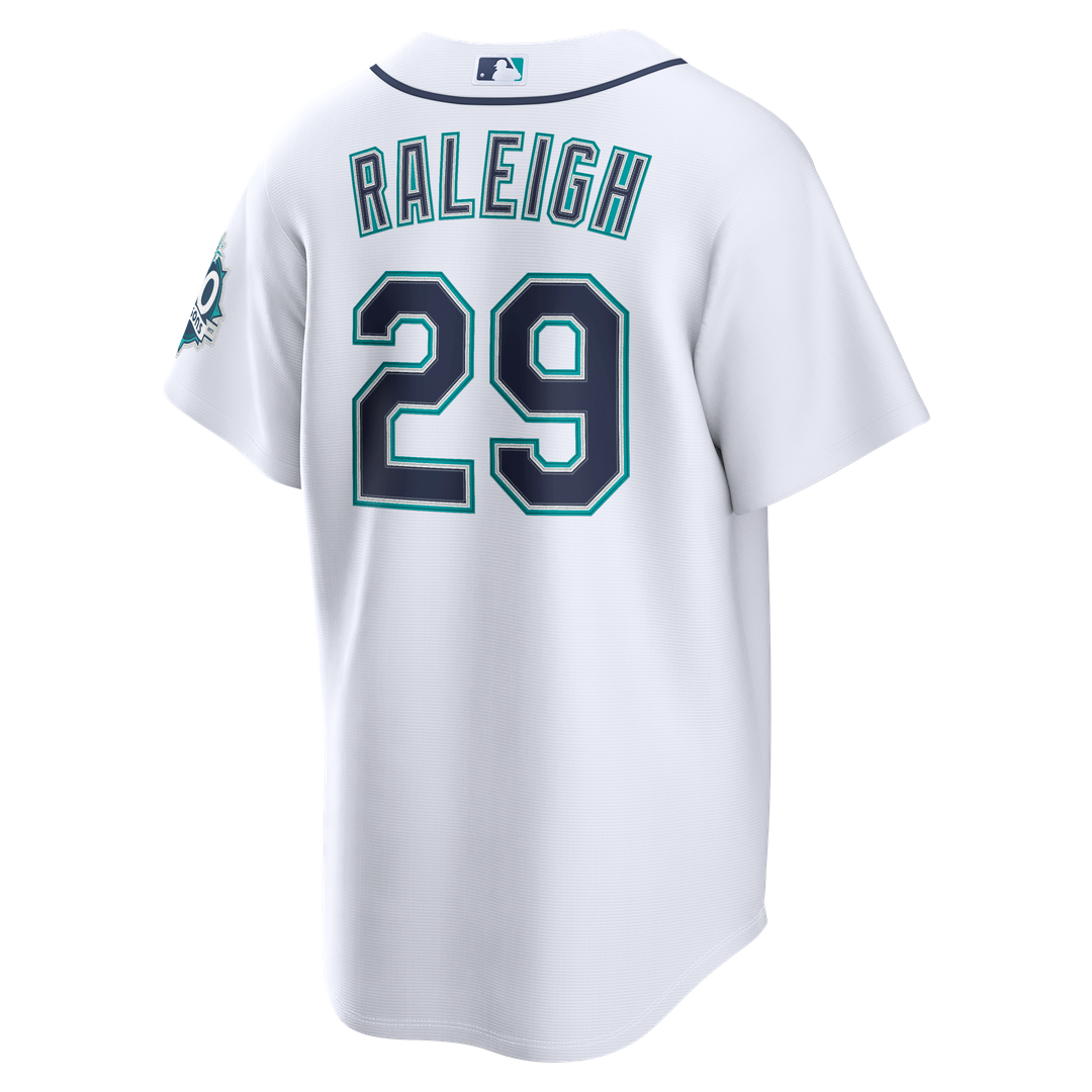 Cal Raleigh Seattle Mariners Nike Home Stadium 50th Season Patch Jersey - White Official MLB Team Apparel Baseball Fan Gear