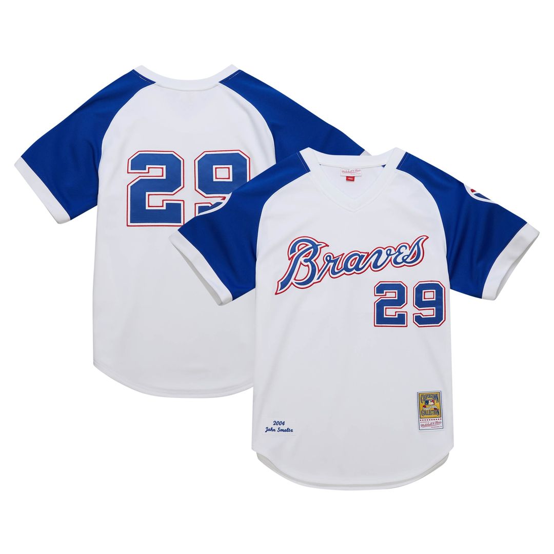 John Smoltz Atlanta Braves Mitchell & Ness 2004 Cooperstown Collection Authentic Throwback Jersey - White Official MLB Team Apparel Baseball Fan Gear