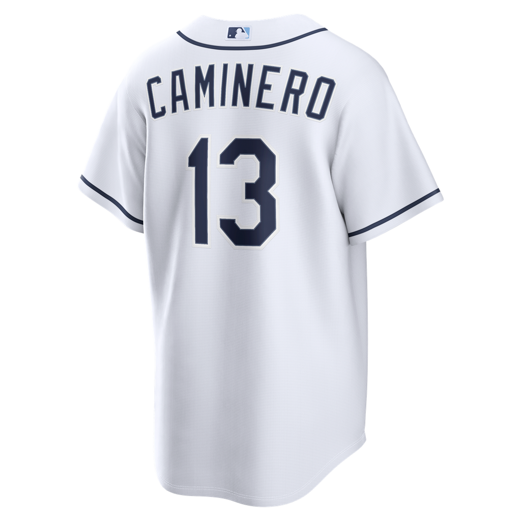 Junior Caminero Tampa Bay Rays Nike Home Replica Jersey - White Official MLB Team Apparel Baseball Fan Gear