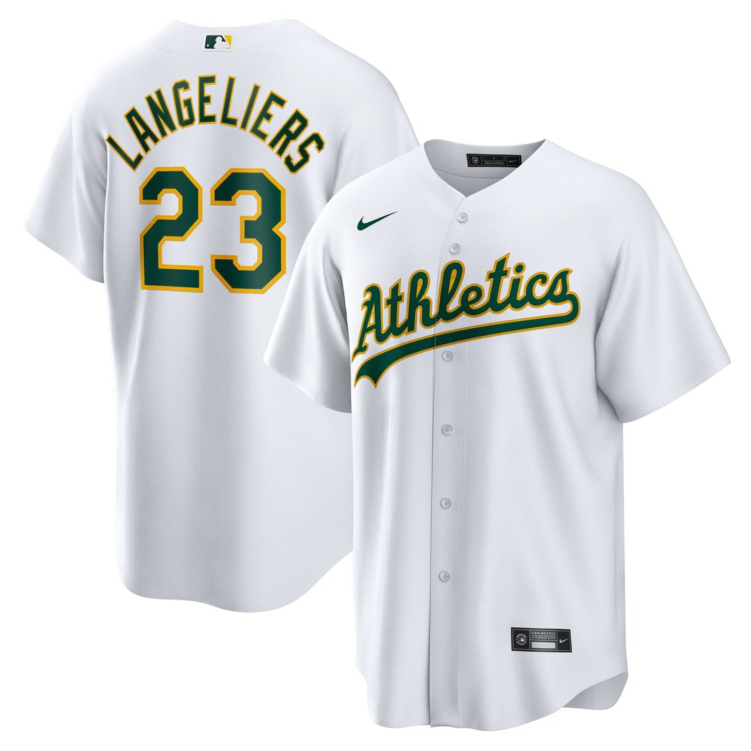 Shea Langeliers Athletics Nike Home Replica Jersey - White Official MLB Team Apparel Baseball Fan Gear