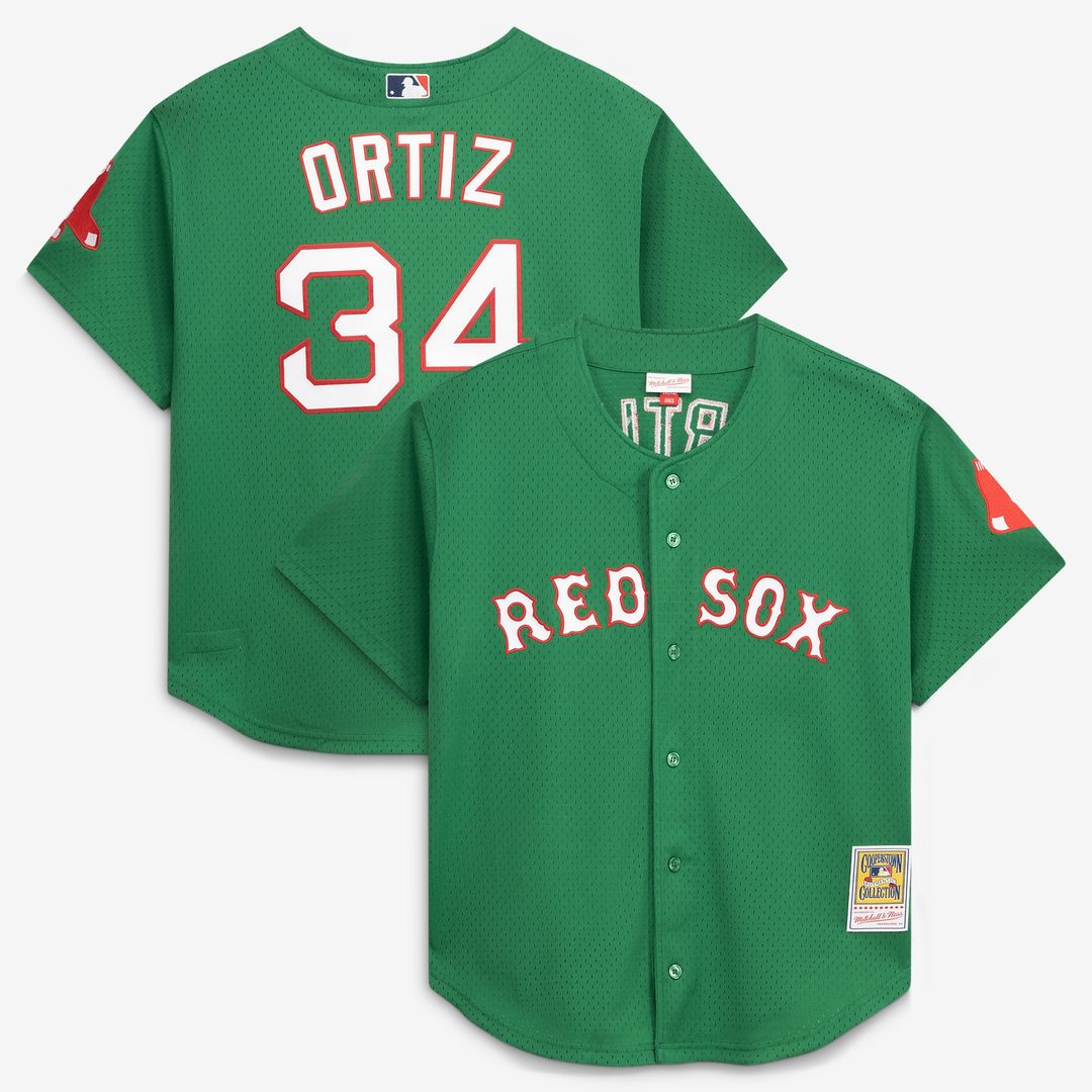 David Ortiz Boston Red Sox Mitchell & Ness Cooperstown Collection Mesh Batting Practice Button-Up Jersey - Red Official MLB Team Apparel Baseball Fan