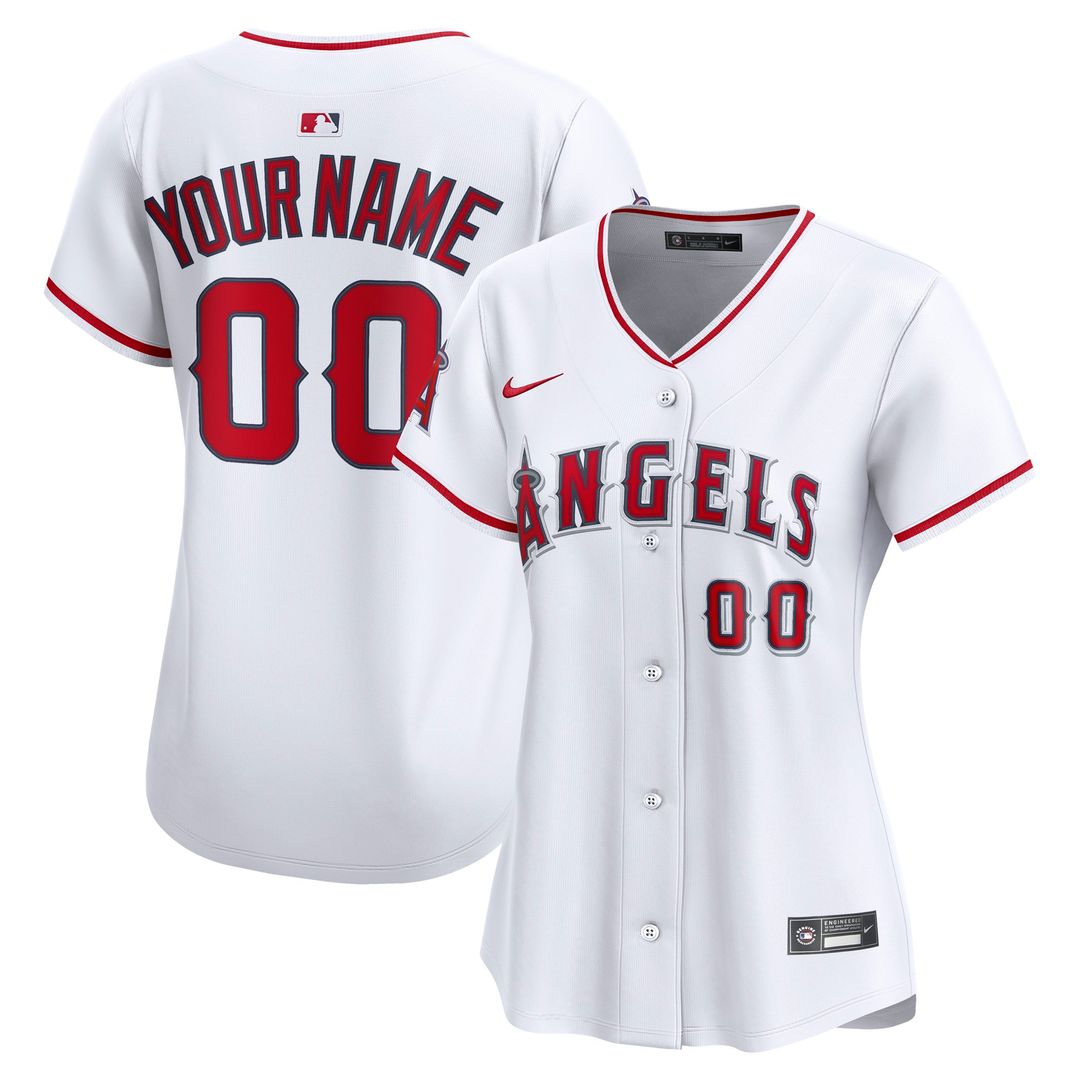 Los Angeles Angels Nike Women's Home Limited Custom Jersey - White Official MLB Team Apparel Baseball Fan Gear