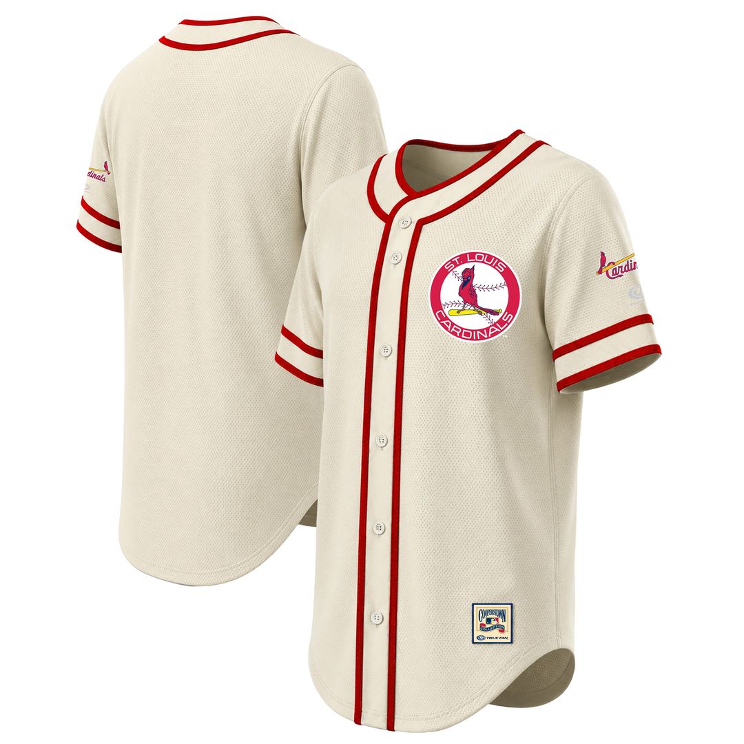 St. Louis Cardinals Stitches Throwback Fashion Jersey - Natural Official MLB Team Apparel Baseball Fan Gear
