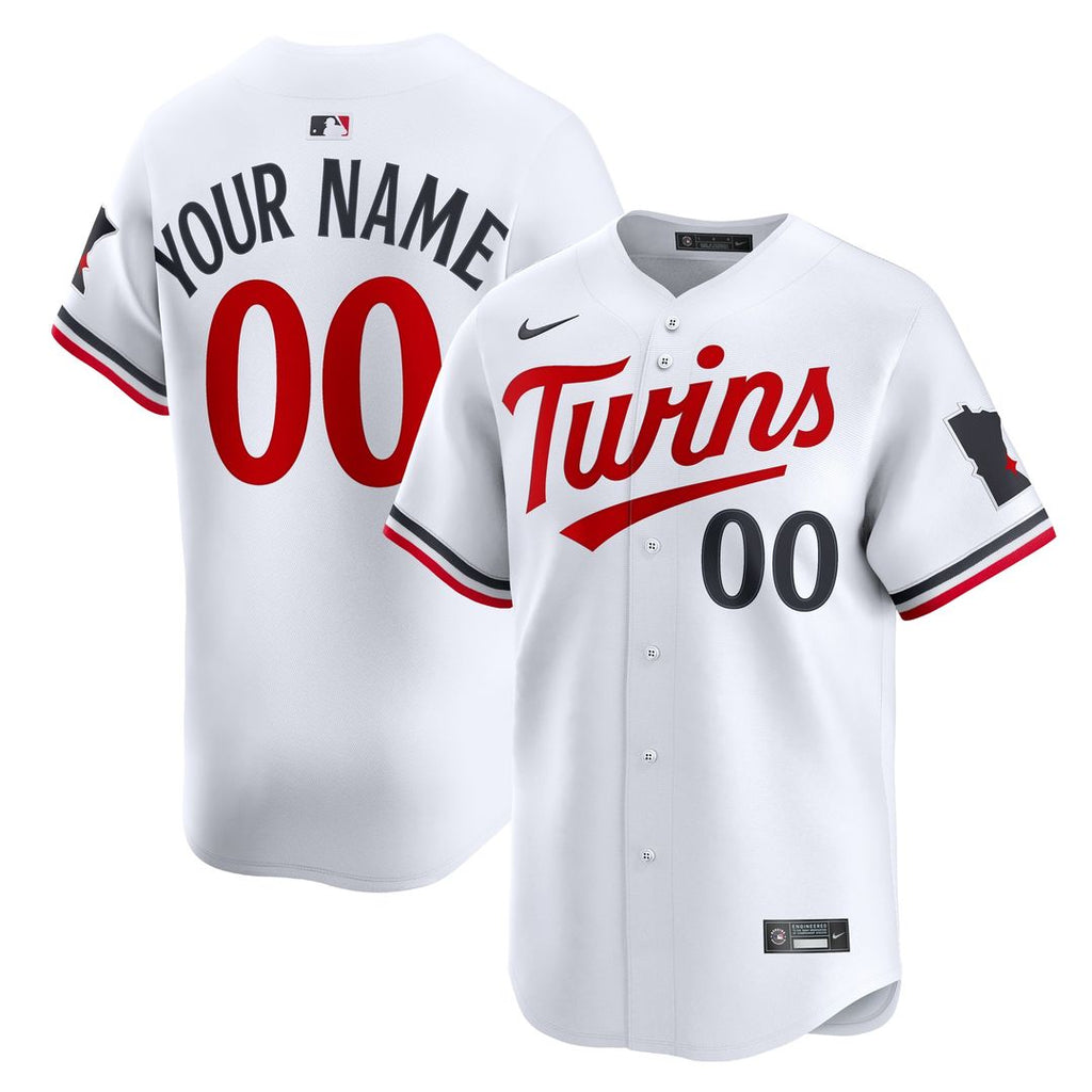 Minnesota Twins Nike Home Limited Custom Jersey - White Official MLB Team Apparel Baseball Fan Gear