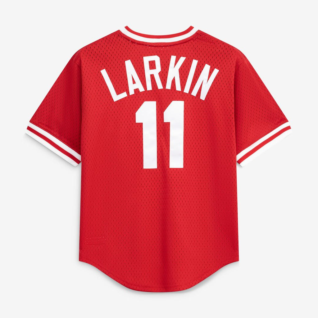 Barry Larkin Cincinnati Reds Mitchell & Ness Youth Cooperstown Collection Mesh Batting Practice Jersey - Red Official MLB Team Apparel Baseball Fan Ge
