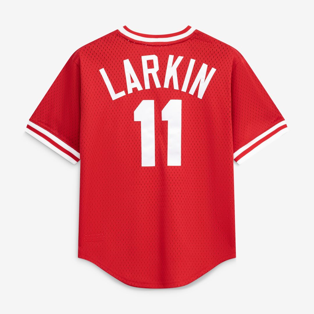 Barry Larkin Cincinnati Reds Mitchell & Ness Youth Cooperstown Collection Mesh Batting Practice Jersey - Red Official MLB Team Apparel Baseball Fan Ge