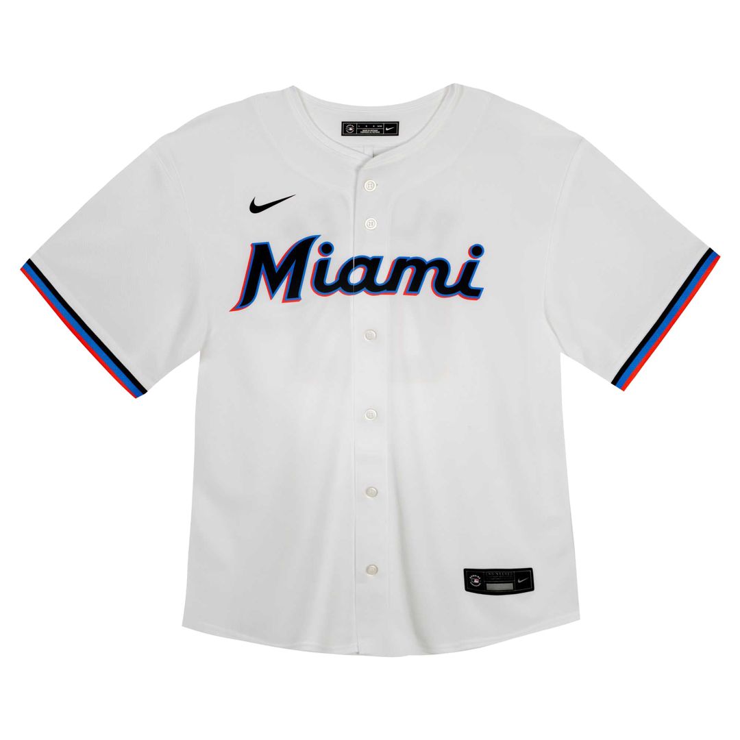 Miami Marlins Nike Youth Home Game Jersey - White Official MLB Team Apparel Baseball Fan Gear