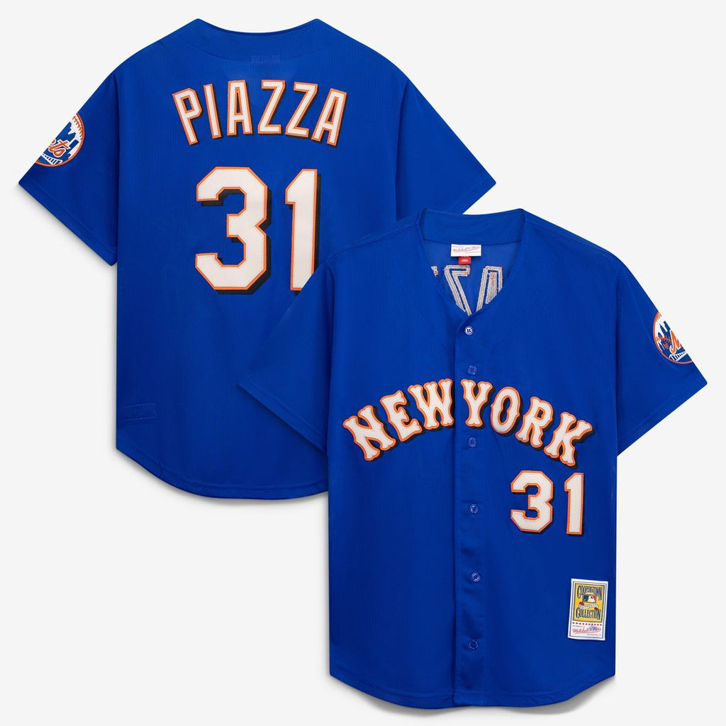Mike Piazza New York Mets Mitchell & Ness Cooperstown Collection Mesh Batting Practice Button-Up Jersey - Royal Official MLB Team Apparel Baseball Fan