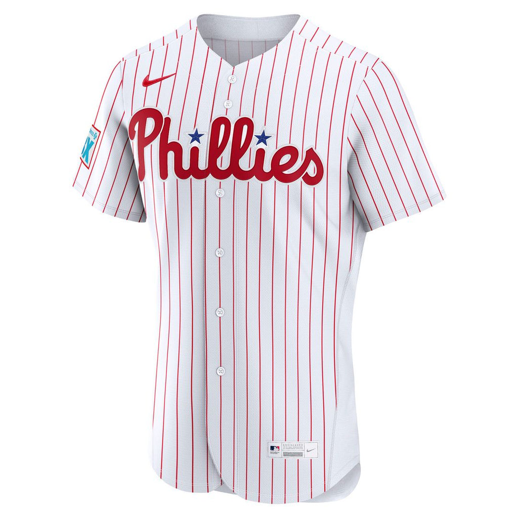 Philadelphia Phillies Nike Home Sponsor Patch Authentic Jersey - White Official MLB Team Apparel Baseball Fan Gear
