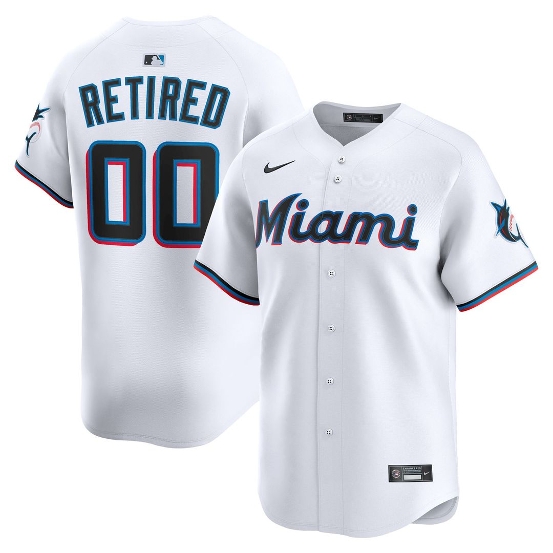 Miami Marlins Nike Home Limited Pick-A-Player Retired Roster Jersey - White Official MLB Team Apparel Baseball Fan Gear
