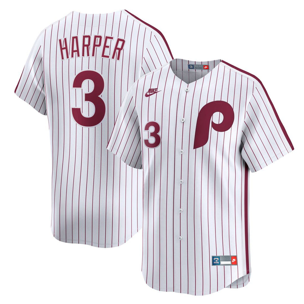 Bryce Harper Philadelphia Phillies Nike Cooperstown Collection Limited Jersey - White Official MLB Team Apparel Baseball Fan Gear