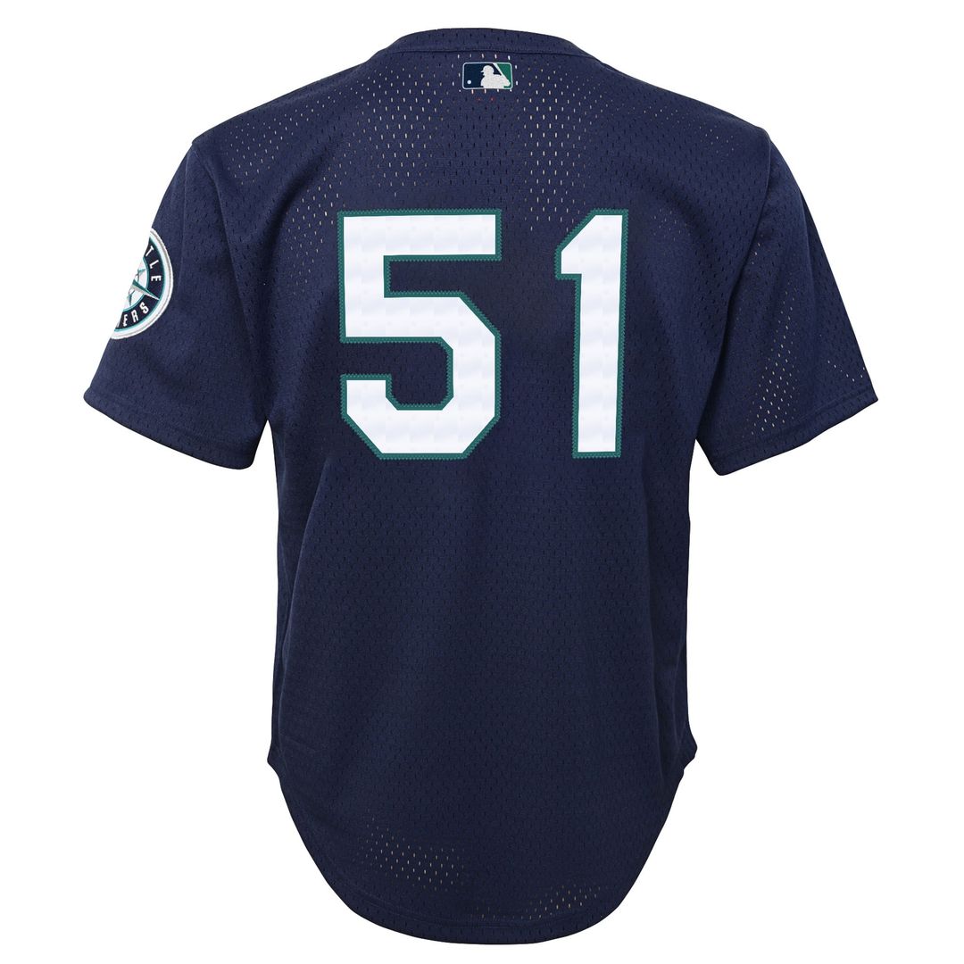 Ichiro Suzuki Seattle Mariners Mitchell & Ness Youth Cooperstown Collection Mesh Batting Practice Jersey - Navy Official MLB Team Apparel Baseball Fan