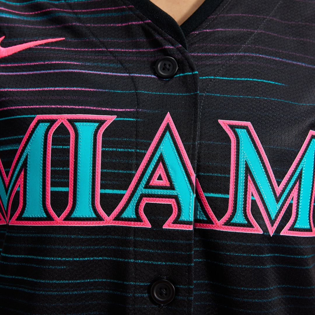 Miami Marlins Nike Women's 2025 City Connect Limited Jersey - Black Official MLB Team Apparel Baseball Fan Gear