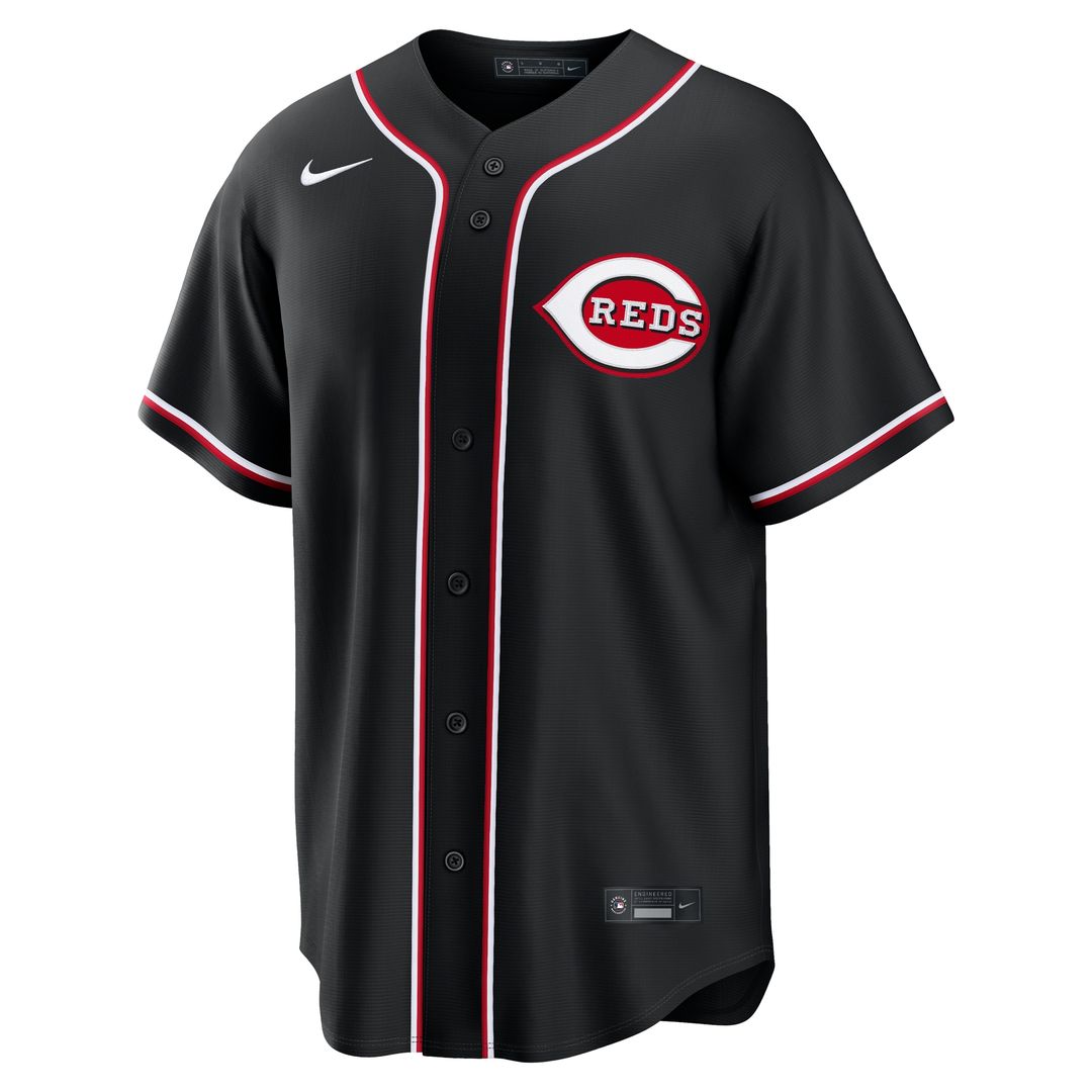Elly De La Cruz Cincinnati Reds Nike Fashion Replica Black Out Jersey Official MLB Team Apparel Baseball Fan Gear