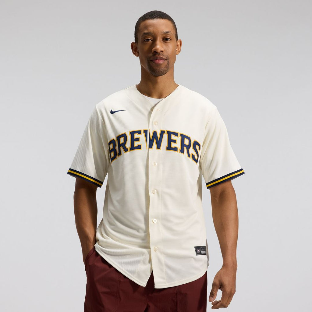 Milwaukee Brewers Nike Home Replica Team Jersey - Cream Official MLB Team Apparel Baseball Fan Gear