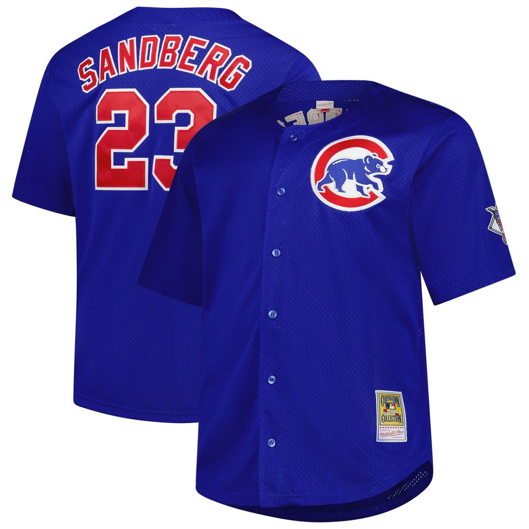 Ryne Sandberg Chicago Cubs Mitchell & Ness Big & Tall Cooperstown Mesh Batting Practice Jersey - Royal Official MLB Team Apparel Baseball Fan Gear