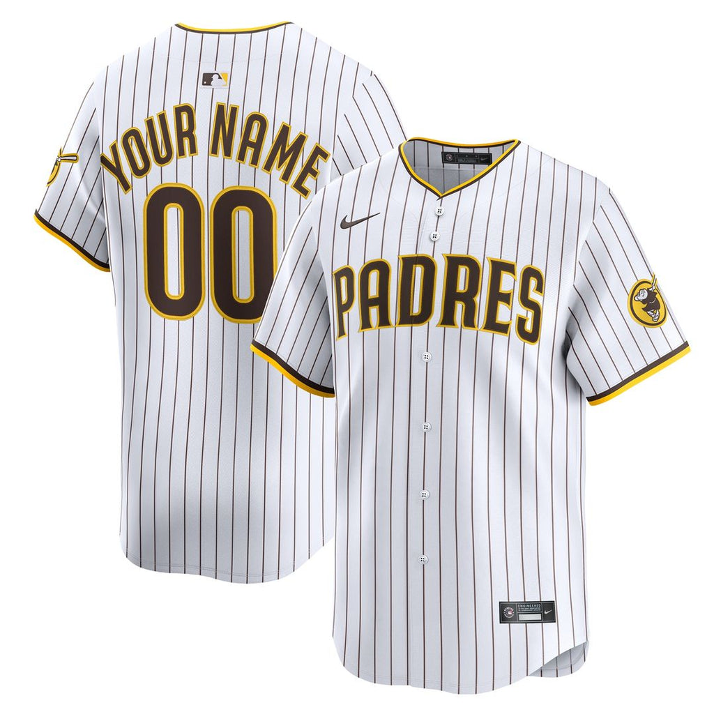 San Diego Padres Nike Home Limited Custom Jersey - White Official MLB Team Apparel Baseball Fan Gear
