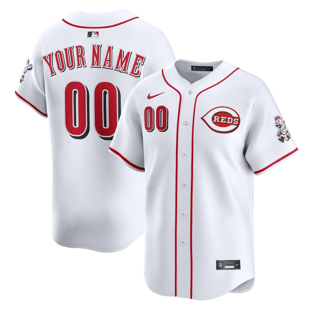 Cincinnati Reds Nike Home Limited Custom Jersey - White Official MLB Team Apparel Baseball Fan Gear