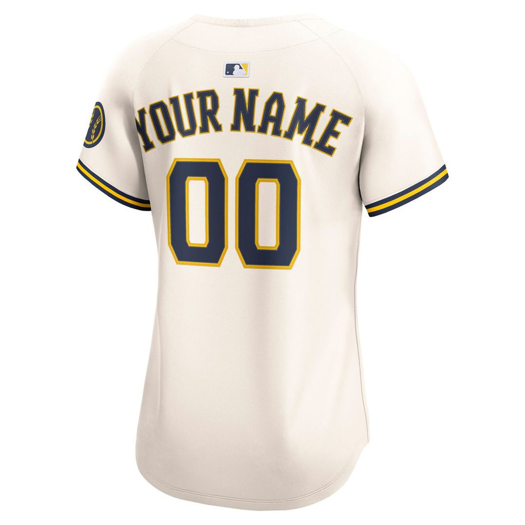 Milwaukee Brewers Nike Women's Home Limited Custom Jersey - Cream Official MLB Team Apparel Baseball Fan Gear