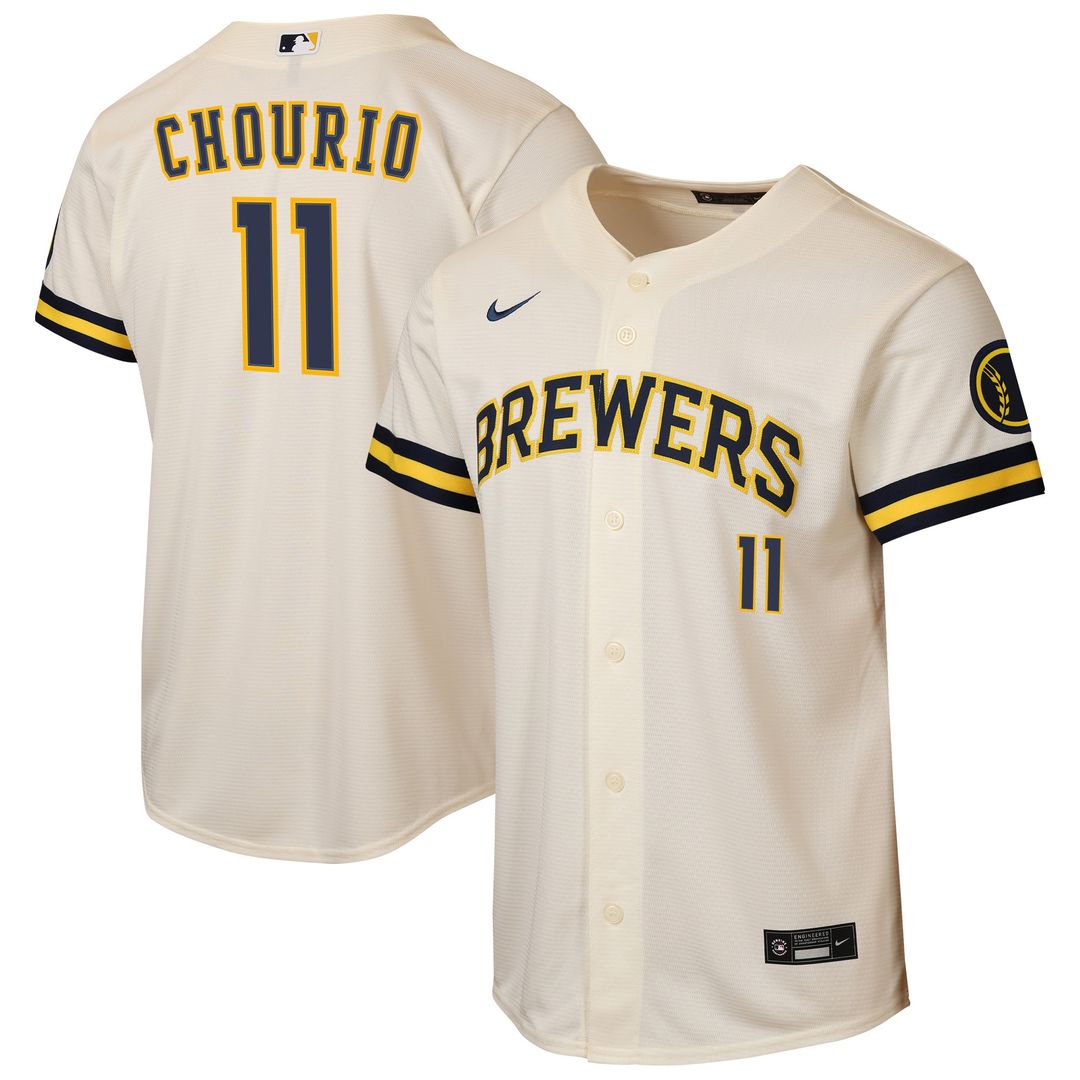 Jackson Chourio Milwaukee Brewers Nike Youth Road Stadium Jersey - Powder Blue Official MLB Team Apparel Baseball Fan Gear