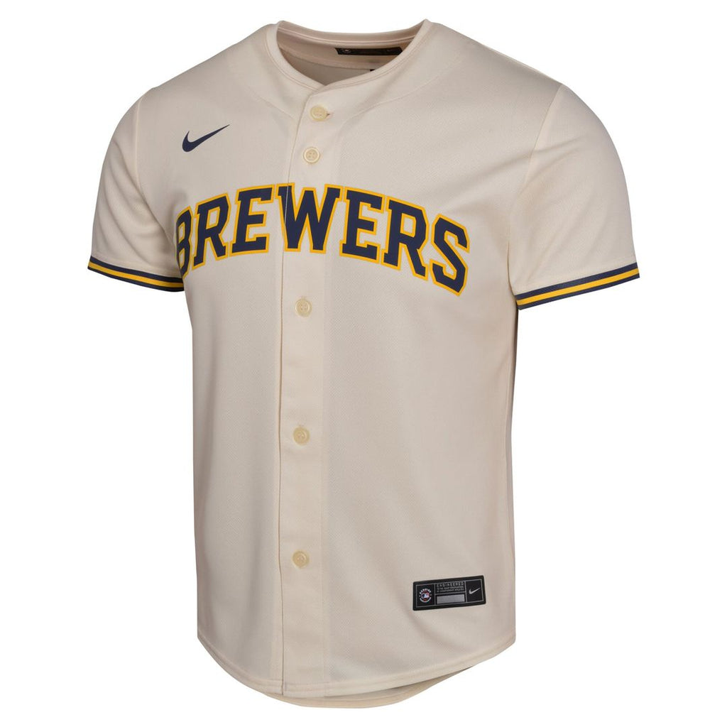 Christian Yelich Milwaukee Brewers Nike Youth Home Game Player Jersey - Cream Official MLB Team Apparel Baseball Fan Gear