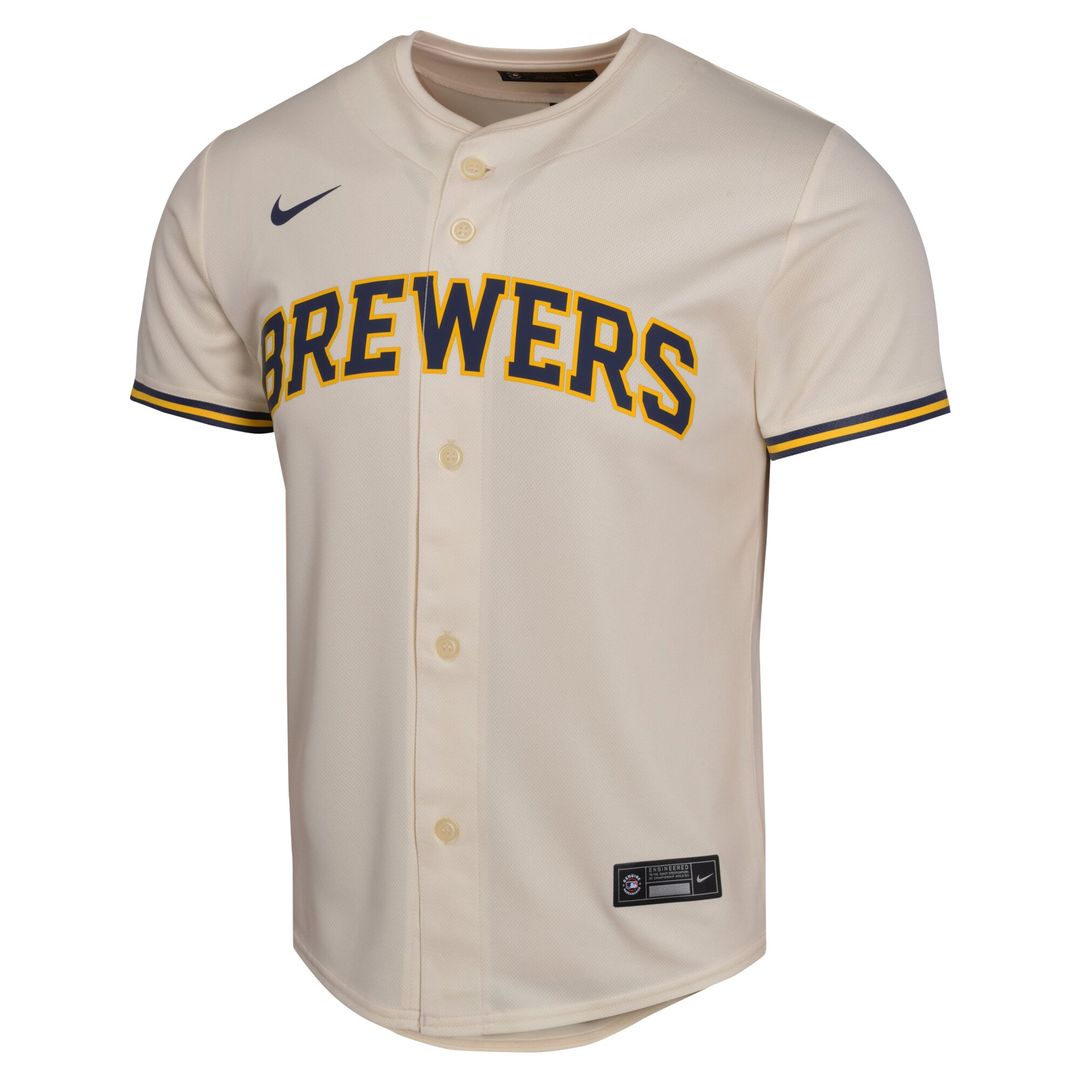 Christian Yelich Milwaukee Brewers Nike Youth Home Game Player Jersey - Cream Official MLB Team Apparel Baseball Fan Gear